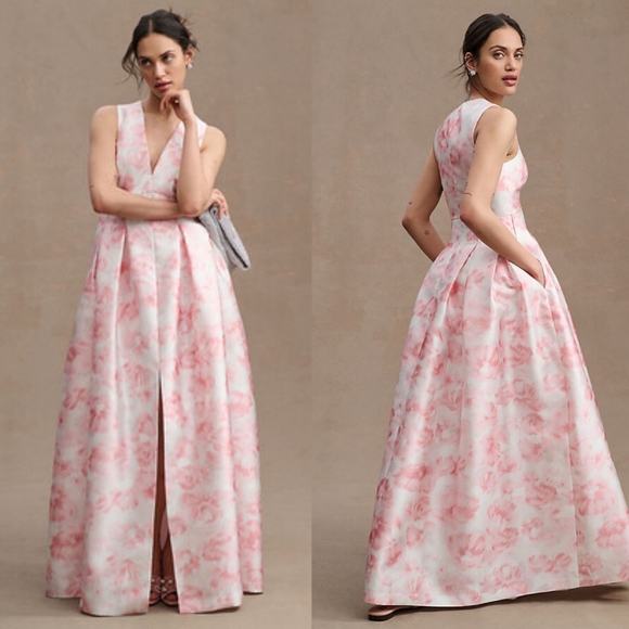 NWT Sachin + Babi Brooke Pleated Slit Gown Soldout on Anthropologie - Picture 1 of 14